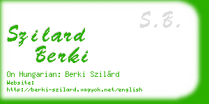 szilard berki business card